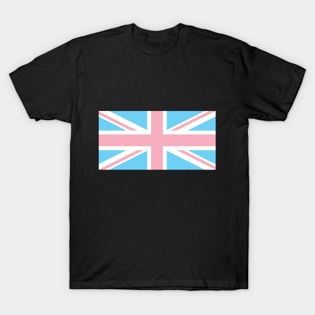 TRANSGENDER UK FLAG (UNION JACK) - PALE BLUE, WHITE AND PINK TRANSGENDER FLAG T-Shirt by CliffordHayes